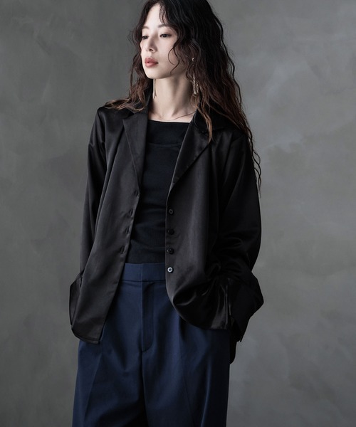 etoll.（エトル） ジャケット テーラードジャケット オーバーサテン