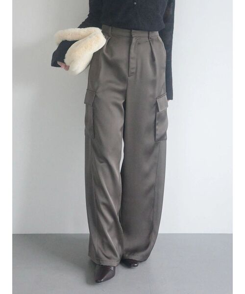 LAGUNAMOON（ラグナムーン） ワイドパンツ カーゴパンツ サテンカーゴ 