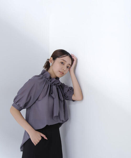 「NATURAL BEAUTY BASIC」 半袖ブラウス SMALL グレー系その他 レディース_画像4