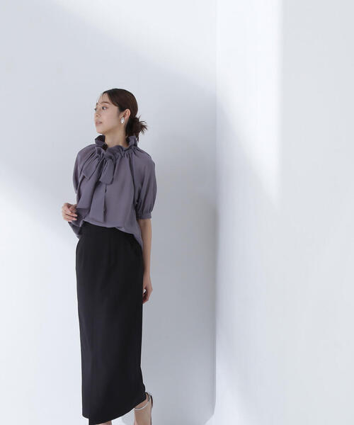 「NATURAL BEAUTY BASIC」 半袖ブラウス SMALL グレー系その他 レディース_画像5