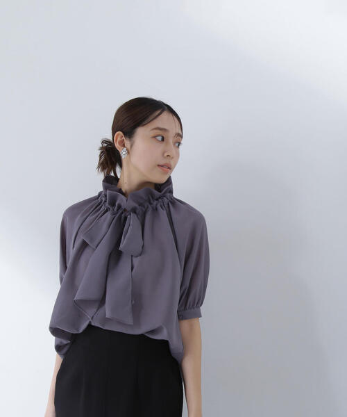 「NATURAL BEAUTY BASIC」 半袖ブラウス SMALL グレー系その他 レディース_画像6