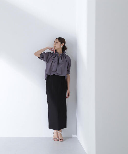 「NATURAL BEAUTY BASIC」 半袖ブラウス SMALL グレー系その他 レディース_画像7