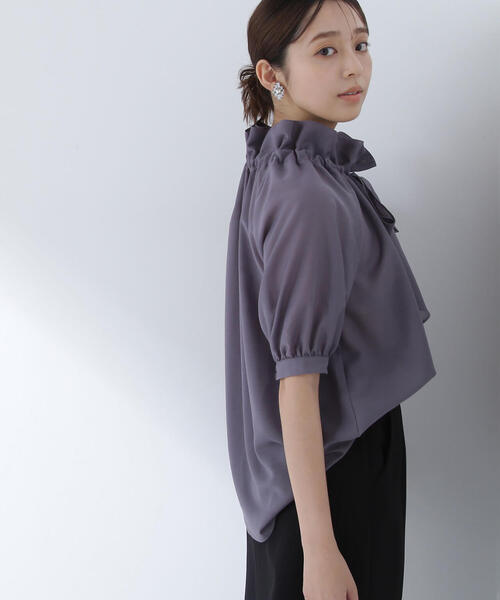 「NATURAL BEAUTY BASIC」 半袖ブラウス SMALL グレー系その他 レディース_画像8