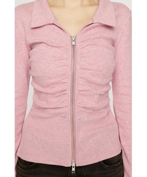 SLY（スライ） tシャツ FRONT GATHER ZIP TOPS フロント ギャザー