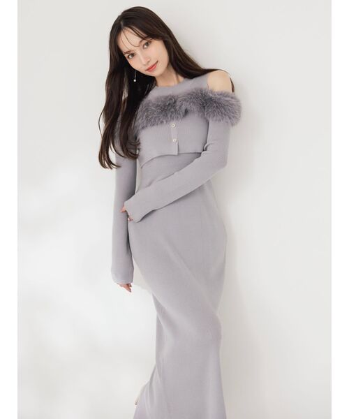 dazzlin オフショルファードッキングニットワンピース 新品未開封 dazzlin（ダズリン） ワンピース オフショルファードッキングニット