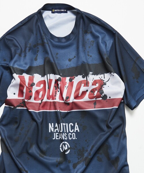 「NAUTICA JEANS」 半袖Tシャツ LARGE ブラック メンズ_画像2