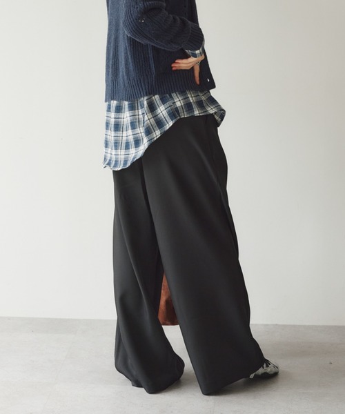KUREN パンツ 紐ベルト付きタックワイドパンツ レディース : ZOZOTOWN