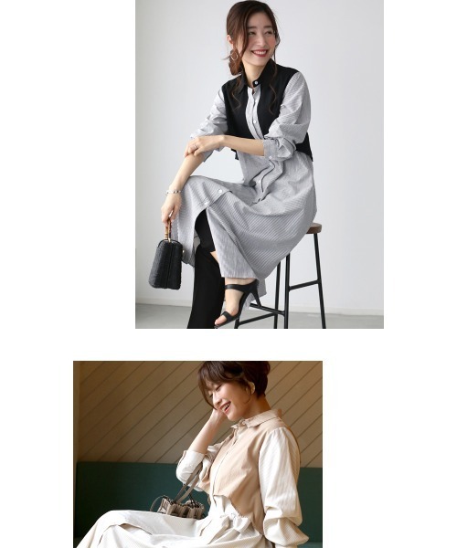 「Ehre style」 シャツワンピース FREE ブラック レディース_画像2