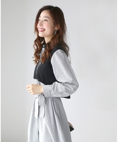 「Ehre style」 シャツワンピース FREE ブラック レディース_画像5