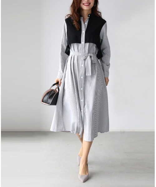 「Ehre style」 シャツワンピース FREE ブラック レディース_画像6