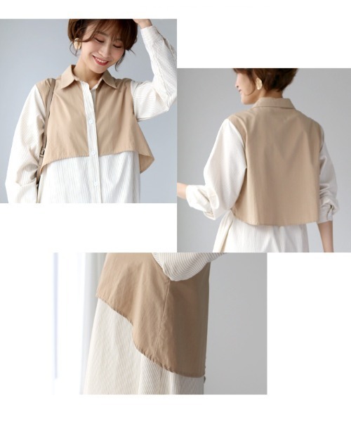 「Ehre style」 シャツワンピース FREE ブラック レディース_画像7