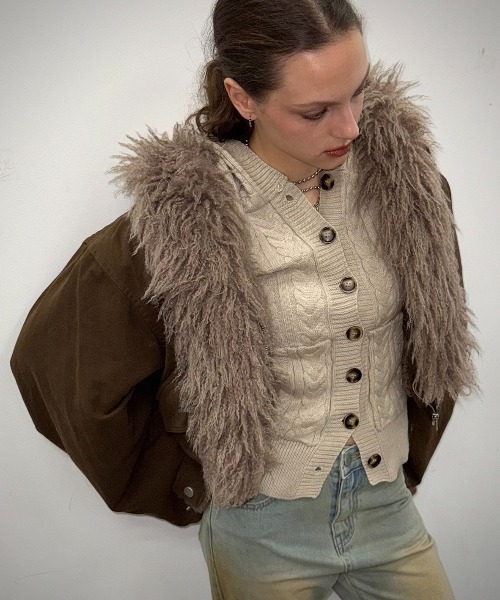 SHAGGIE（シャギー） コート アウター ボリュームフェイクファーカラー