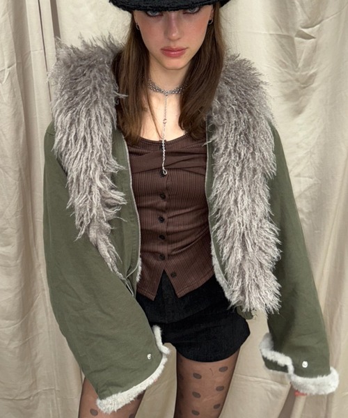 SHAGGIE（シャギー） コート アウター ボリュームフェイクファーカラー