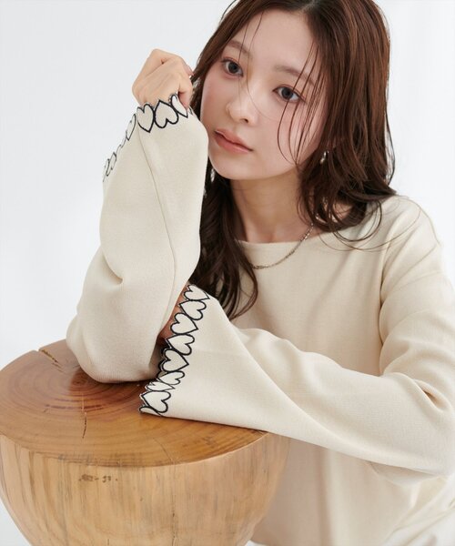 ナチュルハートページ natural couture ニット セーター お袖ハートショート丈ニットプル