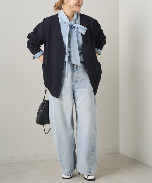 pual ce cin ブラウス シャツ デニムリボンタイブラウス レディース