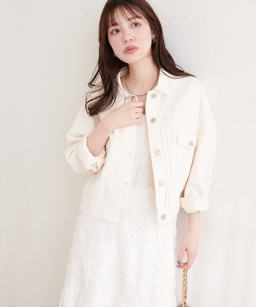 natural couture デニムジャケット gジャン 袖レース付きGジャン