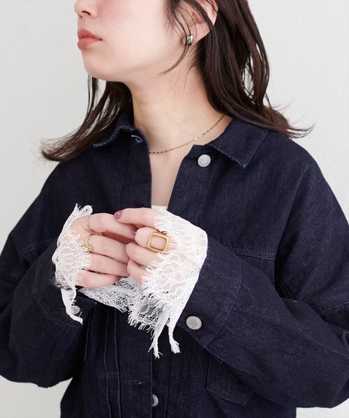 ROMEO GIGLI デニムジャケット　黒　袖レース付き　希少 natural couture デニムジャケット gジャン 袖レース付きGジャン