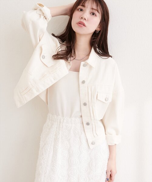 natural couture デニムジャケット gジャン 袖レース付きGジャン
