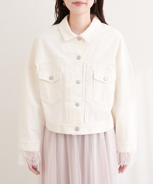 natural couture デニムジャケット gジャン 袖レース付きGジャン