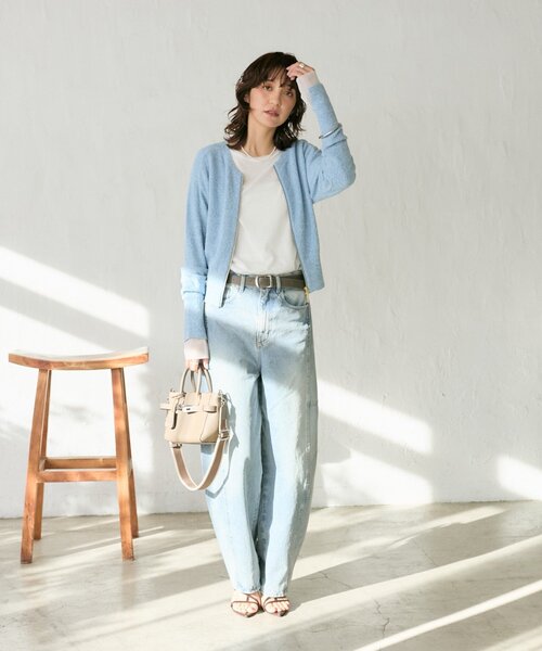 ワイドパンツ ジーンズ デニム デニムパンツ ソフトバレルデニム レディースの画像
