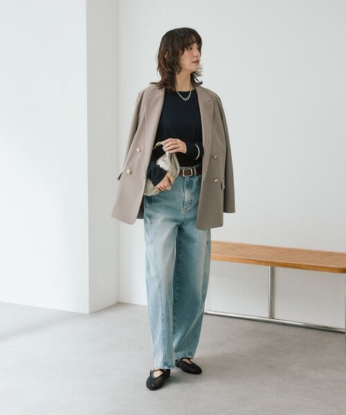 ワイドパンツ ジーンズ デニム デニムパンツ ソフトバレルデニム レディースの画像