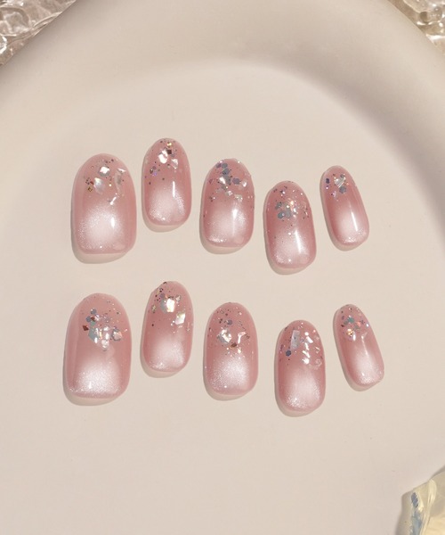 Anail ネイルチップ ネイルシール 水光ネイルシアーピンクチーク