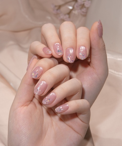 Anail ネイルチップ ネイルシール 水光ネイルシアーピンクチーク