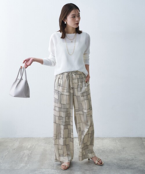 パンツ ブロッキングプリントパンツ レディースの画像