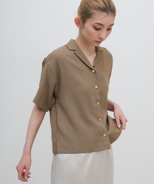 Frank & Eileen 半袖リネンシャツ ブラウン select MOCA（セレクトモカ） リネンシャツ ブラウス シャツ 半袖