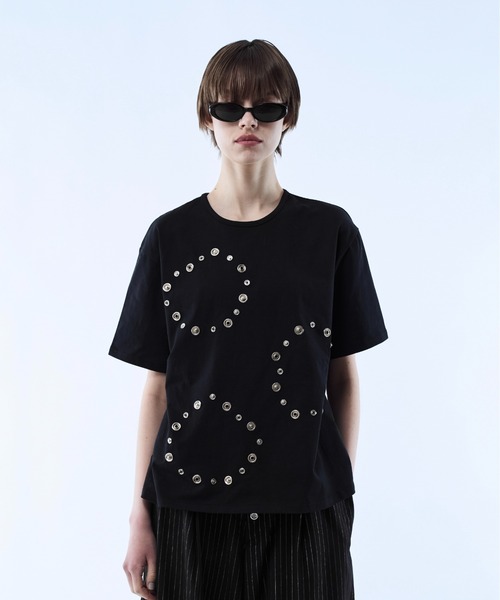 【新品】3ウェイリバーシブルアイレットデザインT ブラック size 2 tシャツ 3way reversible eyelet design tee / 3ウェイリバーシブル