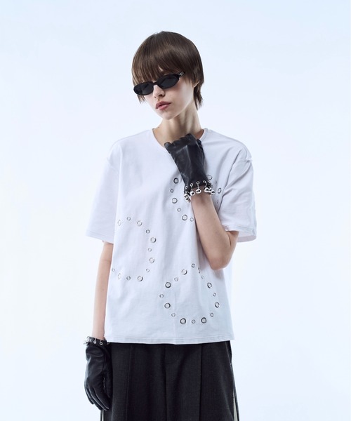 【新品】3ウェイリバーシブルアイレットデザインT ブラック size 2 tシャツ 3way reversible eyelet design tee / 3ウェイリバーシブル