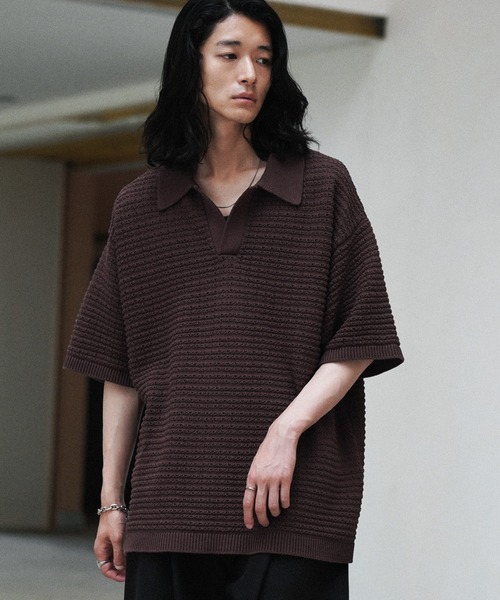 「WYM LIDNM」 半袖ニット S ベージュ メンズ_画像2