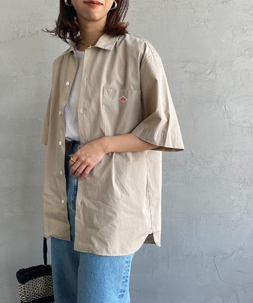 Danton（ダントン） 半袖シャツ 40 グレイッシュベージュ レディース