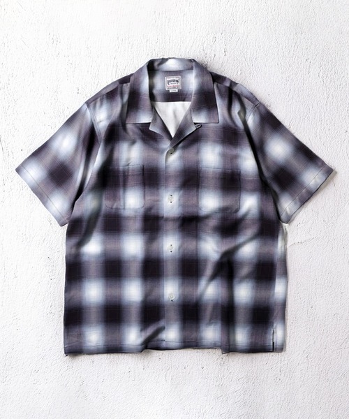 HOUSTON /ヒューストン　オンブレ開襟シャツM HOUSTON（ヒューストン） シャツ 「7色展開」HOUSTON OMBRE CHECK S/S