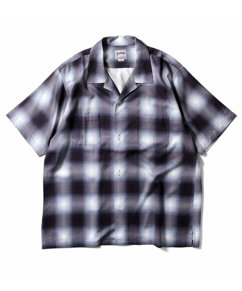HOUSTON /ヒューストン　オンブレ開襟シャツM HOUSTON（ヒューストン） シャツ 「7色展開」HOUSTON OMBRE CHECK S/S