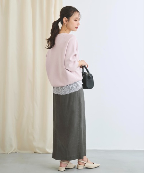 COHINA（コヒナ） ロング スカート ストレッチリネンIラインスカート