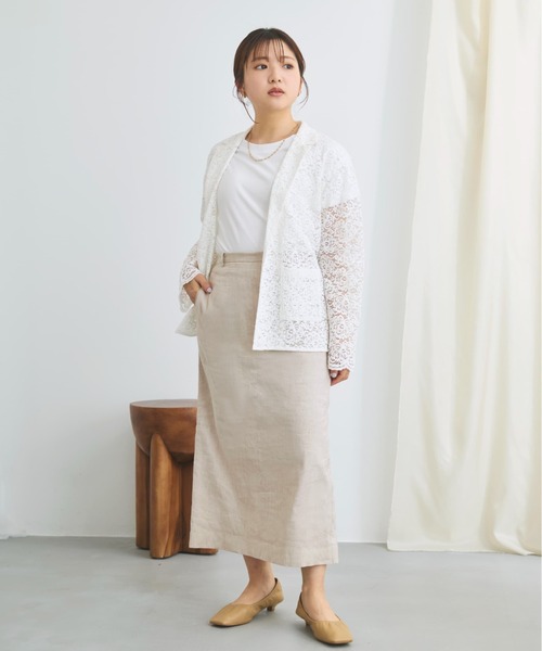 COHINA（コヒナ） ロング スカート ストレッチリネンIラインスカート