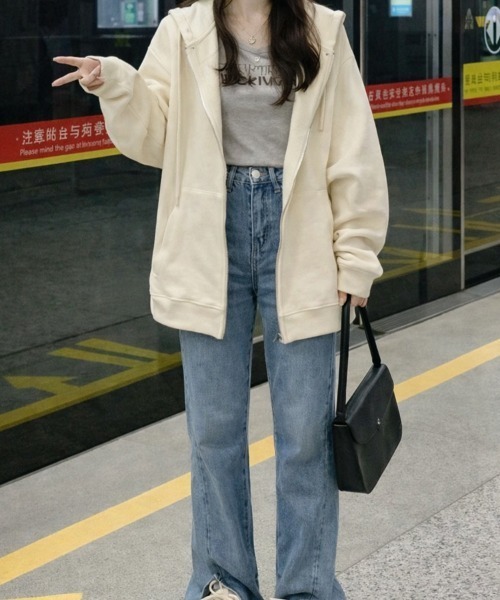 「cammie」 ジップアップパーカー M ブラック レディース_画像6