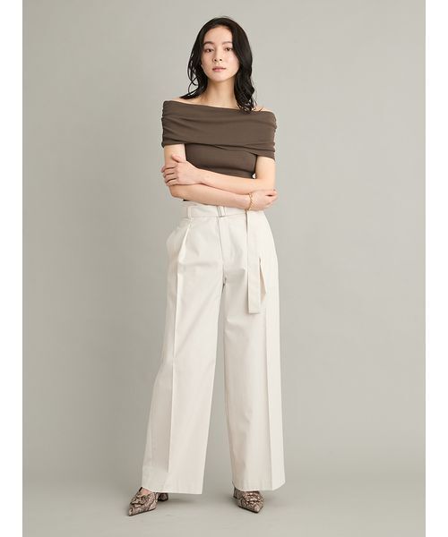 ワイドパンツ パンツ 「吸水速乾」「接触冷感」「UVカット」「ウォッシャブル」マルチファンクションセミワイドタックパンツ レディースの画像