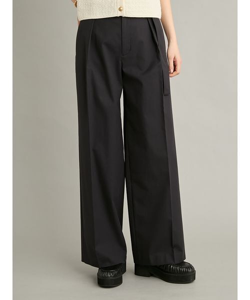 ワイドパンツ パンツ 「吸水速乾」「接触冷感」「UVカット」「ウォッシャブル」マルチファンクションセミワイドタックパンツ レディースの画像