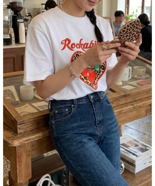CHEER（チアー） tシャツ 半袖 ヒョウ柄 ハート チェリー プリント