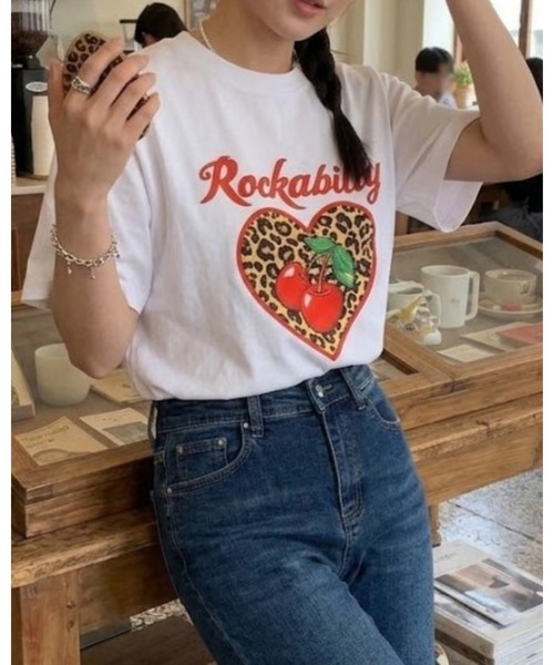 CHEER（チアー） tシャツ ヒョウ柄 ハート チェリー プリントレトロ