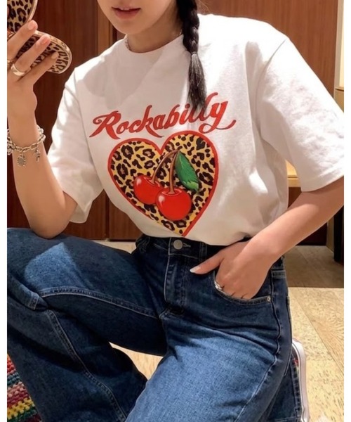 CHEER（チアー） tシャツ 半袖 ヒョウ柄 ハート チェリー プリント