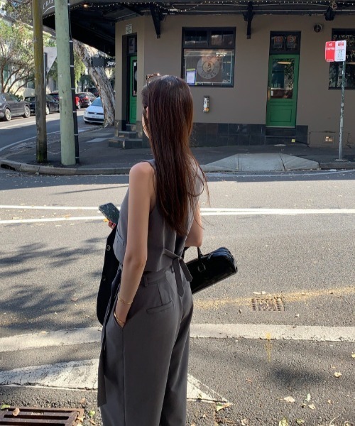Aelina セットアップ ノースリーブベスト＆ハイウエストワイドパンツ