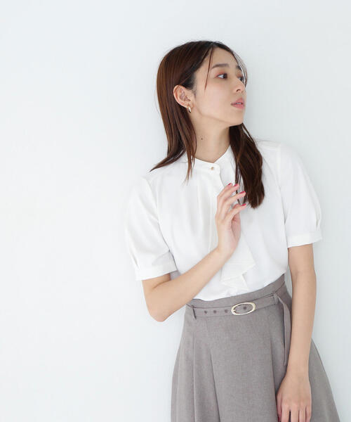 「NATURAL BEAUTY BASIC」 半袖ブラウス SMALL ダークブルー レディース_画像4