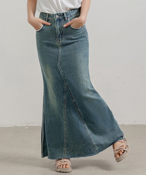 「DAY CLOSET」 デニムスカート M ダークグレー レディース_画像2