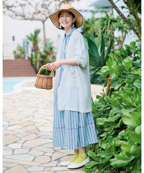 「Sunny clouds」 7分袖ワンピース LL ライトブルー レディース_画像8