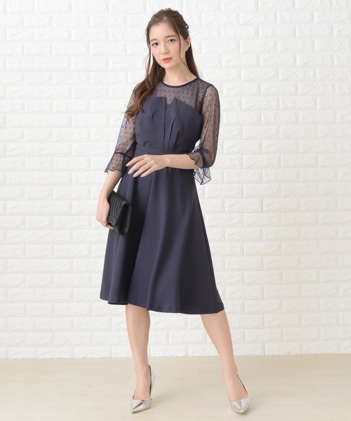 Lace Ladies（レースレディース） ドレス リボン付きドット柄レース
