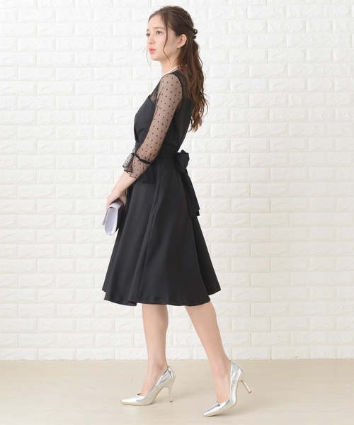 Lace Ladies（レースレディース） ドレス リボン付きドット柄レース