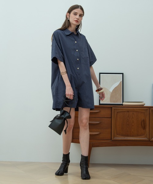 HANNE シャツショートロンパース HANNE オールインワン シャツショートロンパース : ZOZOTOWN
